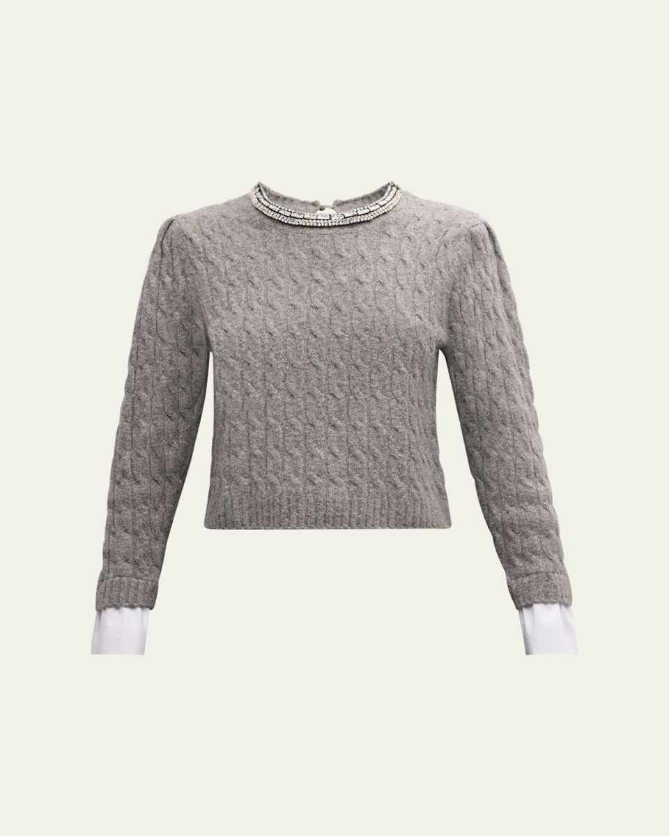 Rosario Necklace Cable-Knit Combo Sweat